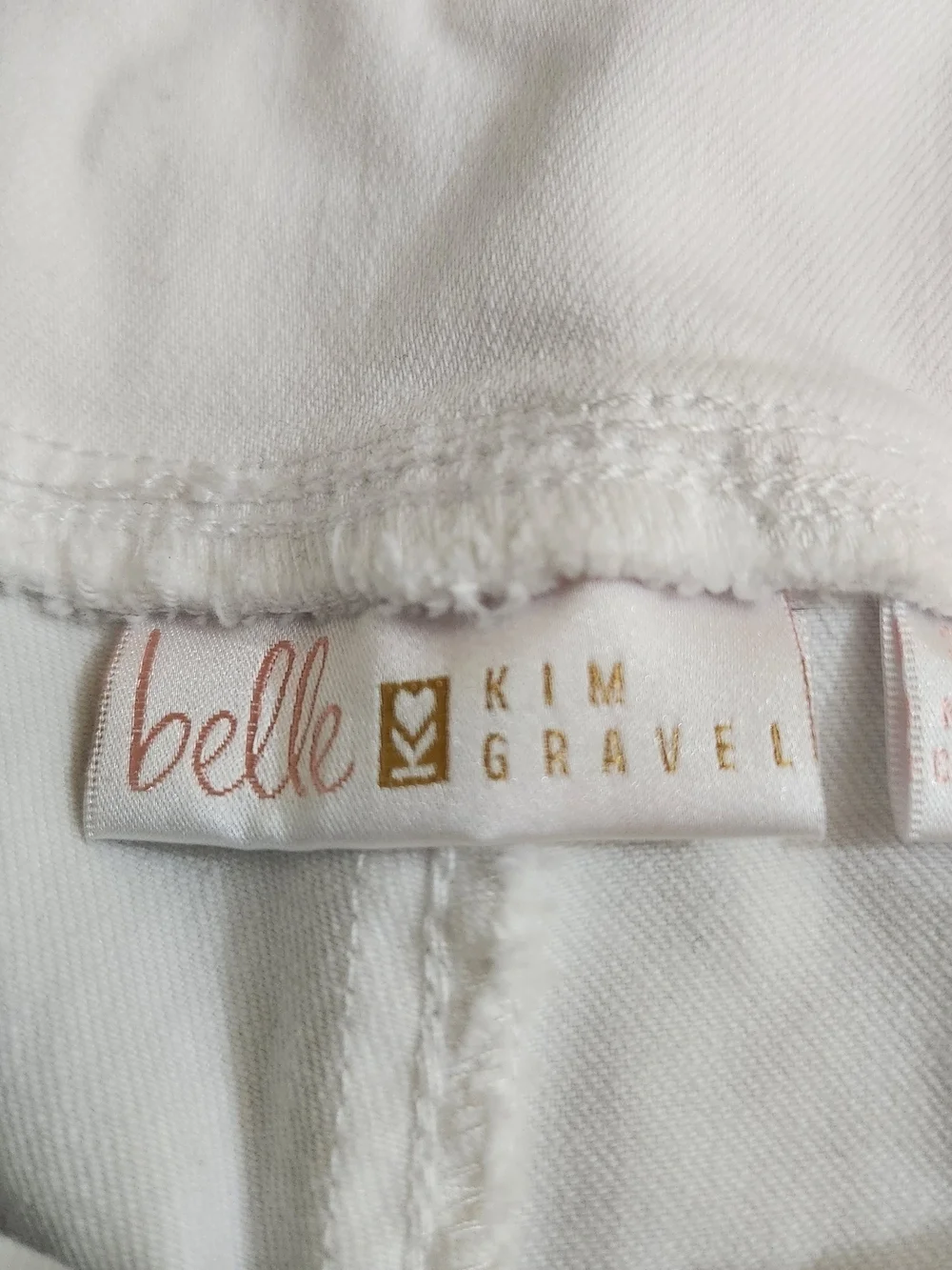 Belle by Kim Gravel White Denim Shorts with Frayed Hem